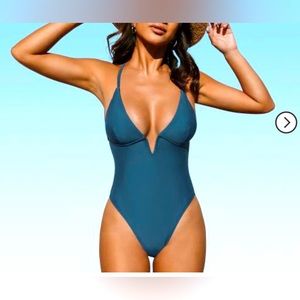 Women's Deep V Neck Crisscross One Piece Swimsuit -Cupshe